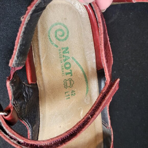 Naot Sandals Women 42 Size 11 Shoes Arataki Burgundy Leather Mary Jane Adjust - Picture 7 of 7